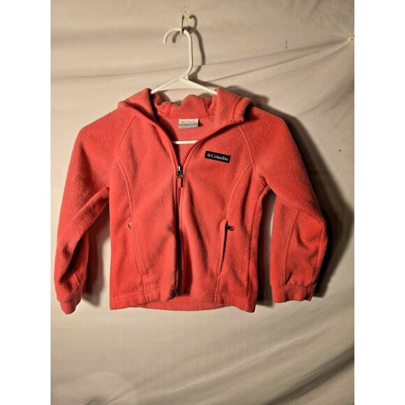 Columbia Fleece Jacket Girls Pink Size XS 6 6X Zips Classic Coat Back to School - Picture 1 of 3
